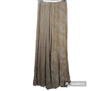 Ocean Drive Cream Tan Multi Print Boho Wide Leg Pull On Pants Size M